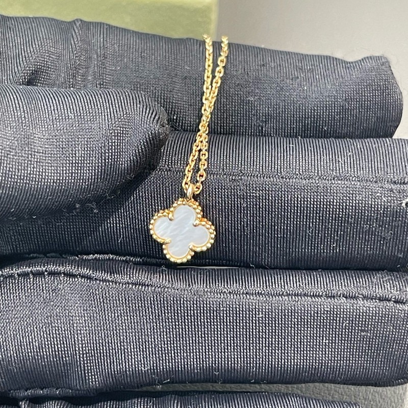 Vca/梵克雅寶 四葉草 幸運系列 項鍊  小號 白貝母 18k金-10