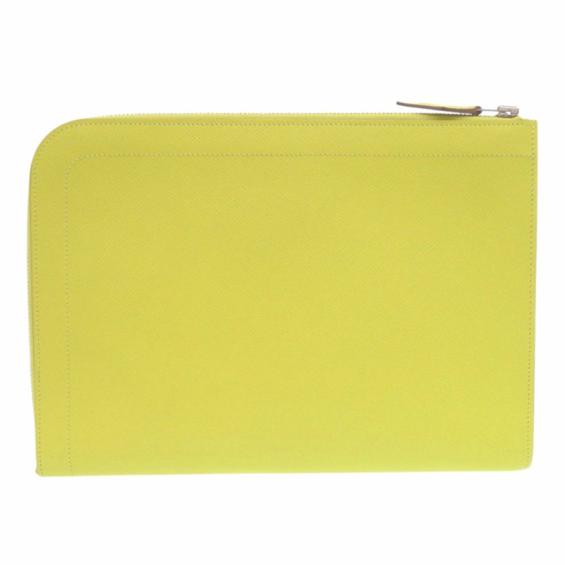 愛馬仕 Zip Tablet Epsom 皮革青檸 A 印章（2017 年）黃色手拿包 0062 HERMES-1