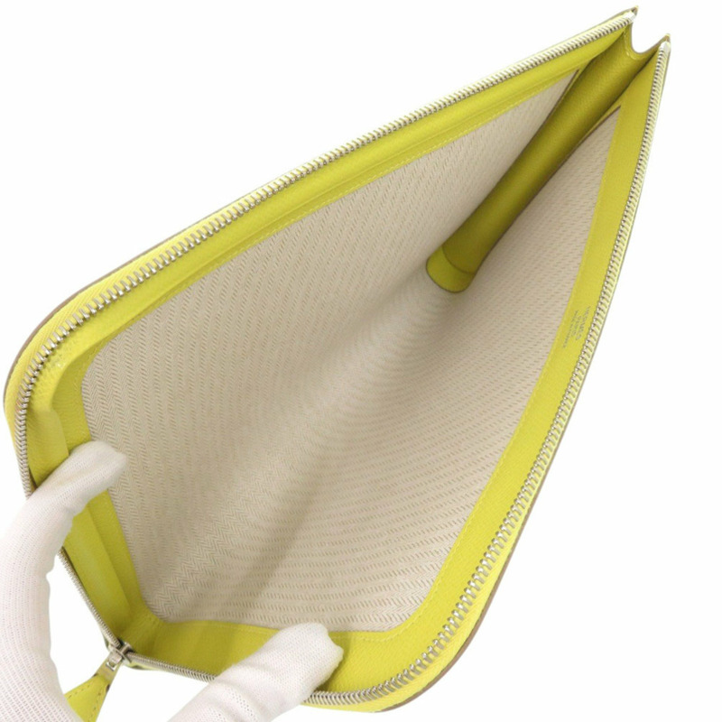 愛馬仕 Zip Tablet Epsom 皮革青檸 A 印章（2017 年）黃色手拿包 0062 HERMES-3