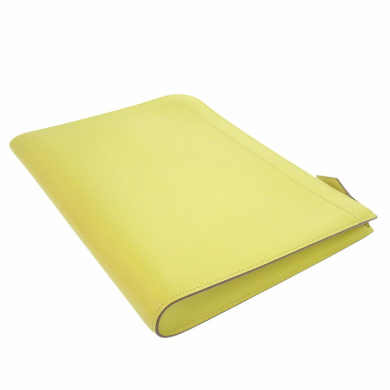 愛馬仕 Zip Tablet Epsom 皮革青檸 A 印章（2017 年）黃色手拿包 0062 HERMES-4