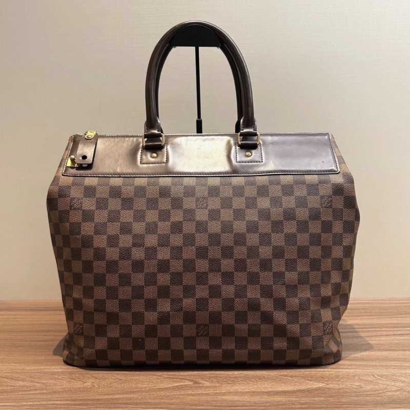 LV 老花棕棋盤手提包 38*35*23 98新配件鎖鑰匙塵袋-5