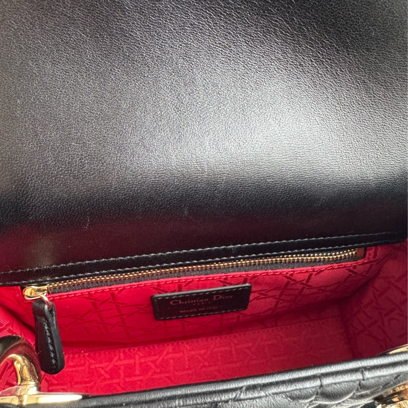 Dior黑羊皮金吊飾5格黛妃包-28