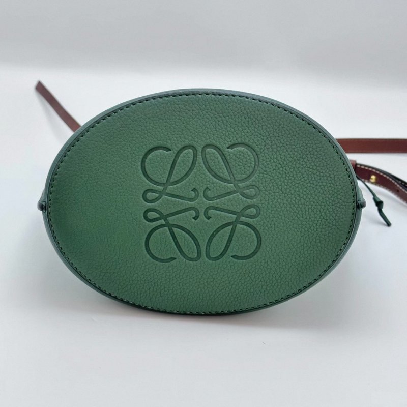 LOEWE 綠色金扣gate肩背斜背水桶包 18.5*28*14 98新配件塵袋-3