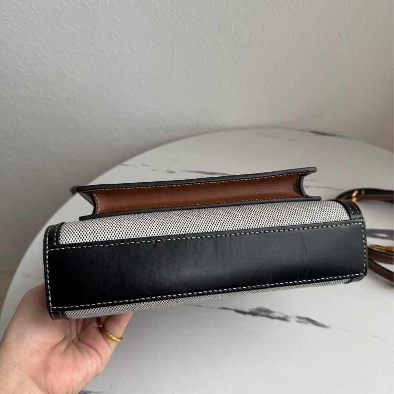 Burberry 黑皮革邊帆布手提兩用包-5