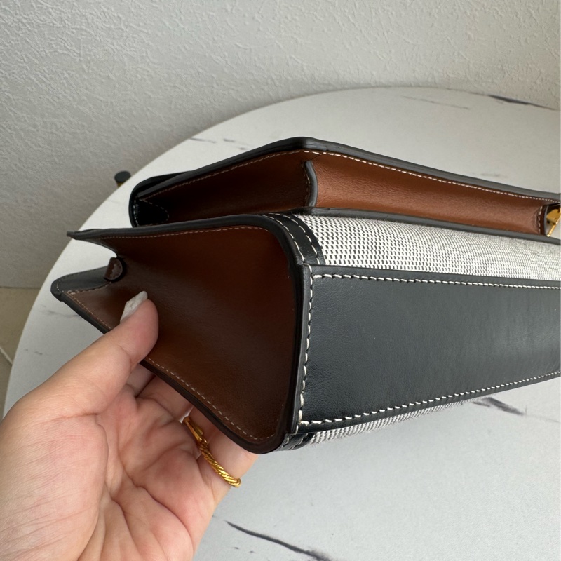 Burberry 黑皮革邊帆布手提兩用包-6