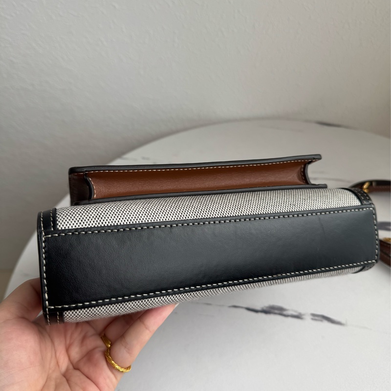 Burberry 黑皮革邊帆布手提兩用包-8