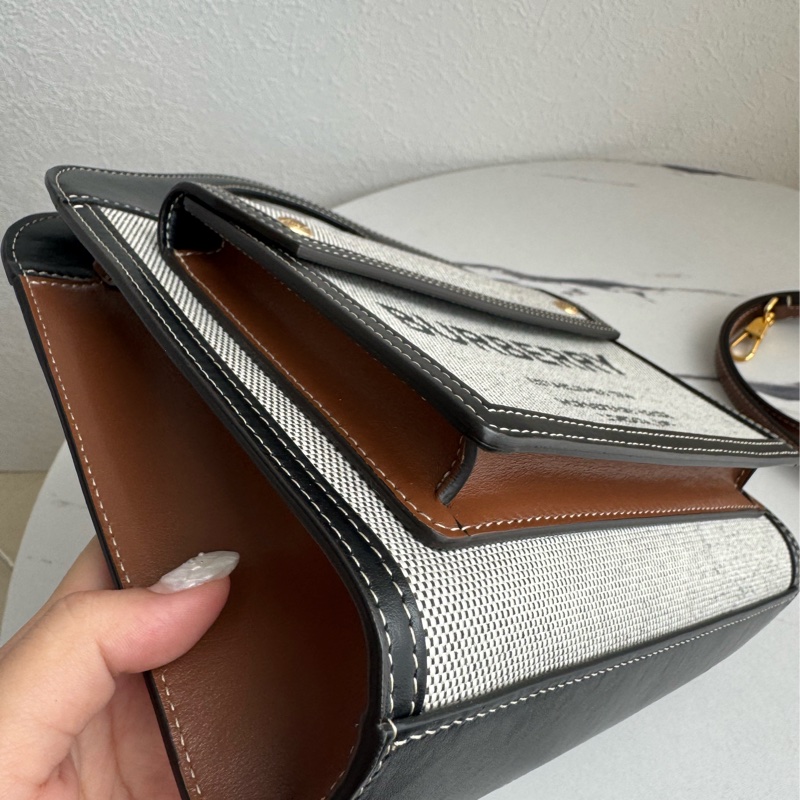 Burberry 黑皮革邊帆布手提兩用包-9