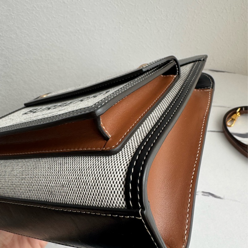 Burberry 黑皮革邊帆布手提兩用包-10