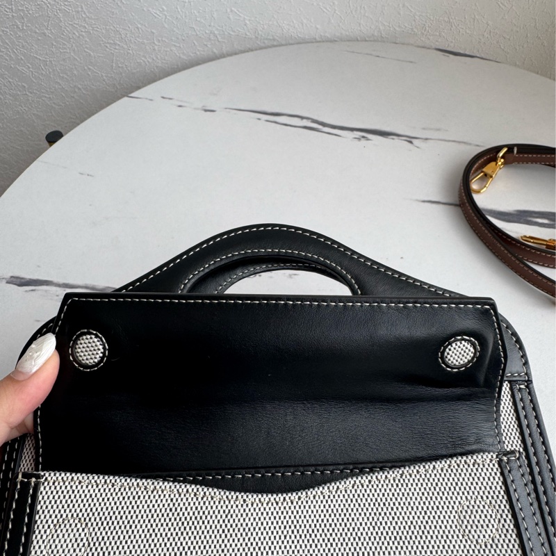 Burberry 黑皮革邊帆布手提兩用包-13