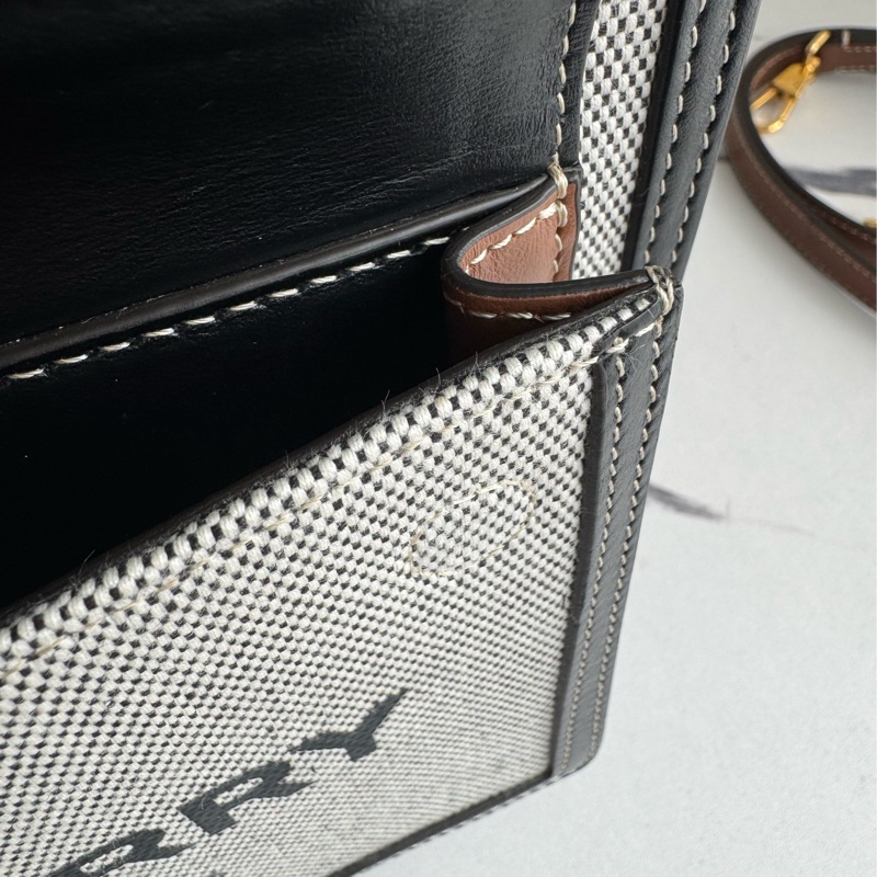 Burberry 黑皮革邊帆布手提兩用包-17