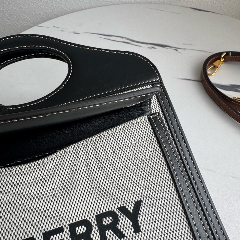 Burberry 黑皮革邊帆布手提兩用包-18
