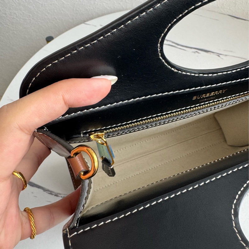 Burberry 黑皮革邊帆布手提兩用包-21