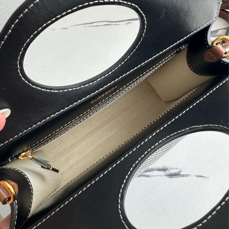 Burberry 黑皮革邊帆布手提兩用包-24