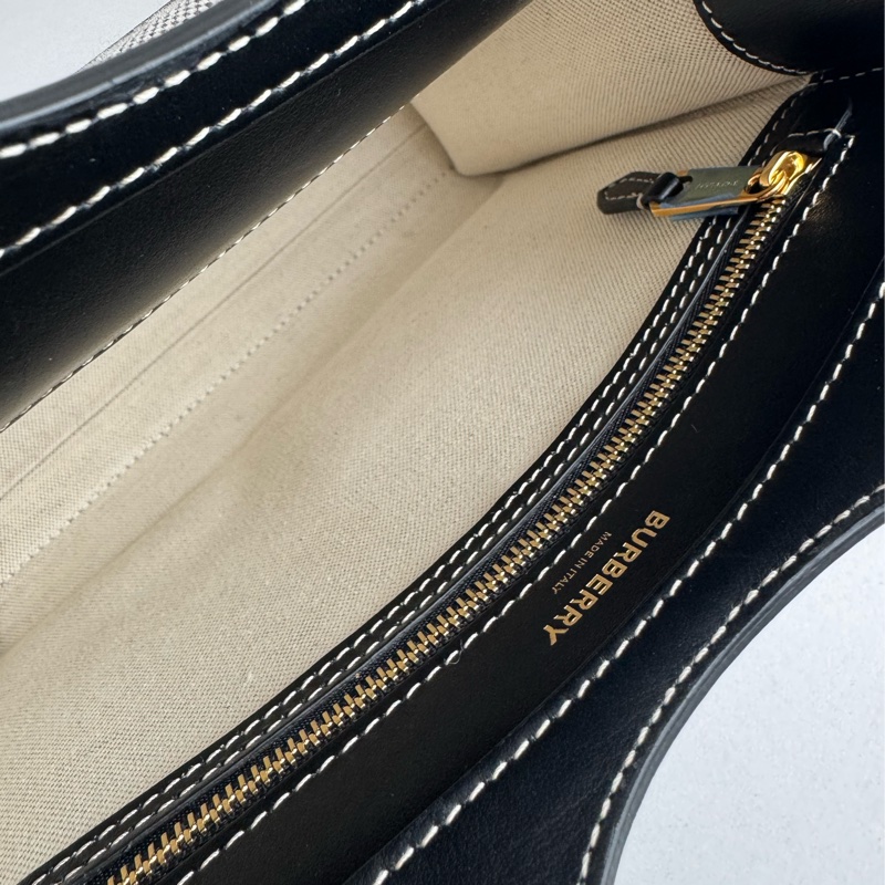 Burberry 黑皮革邊帆布手提兩用包-28