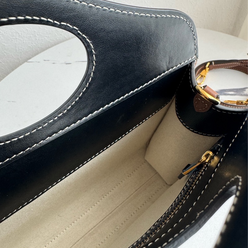 Burberry 黑皮革邊帆布手提兩用包-29