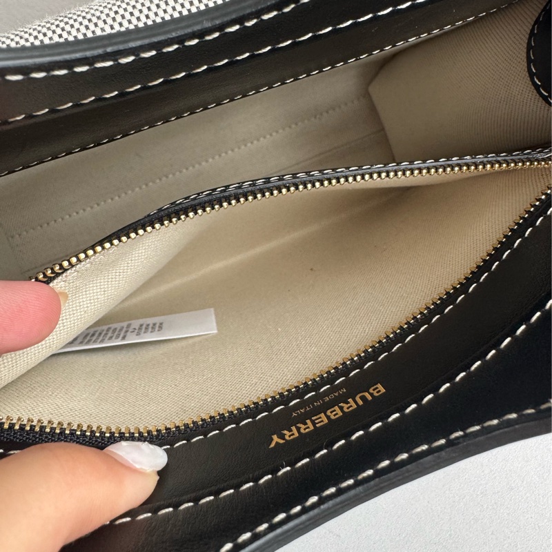 Burberry 黑皮革邊帆布手提兩用包-33