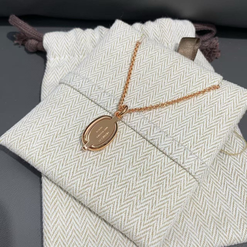 Hermes爱马仕 mini maillon系列 玫瑰金猪鼻子项链-3