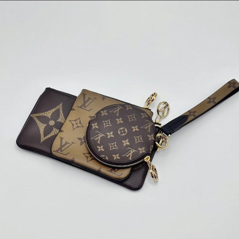 LV 老花雙面三合一零錢包19*11*1 98新配件塵袋-1