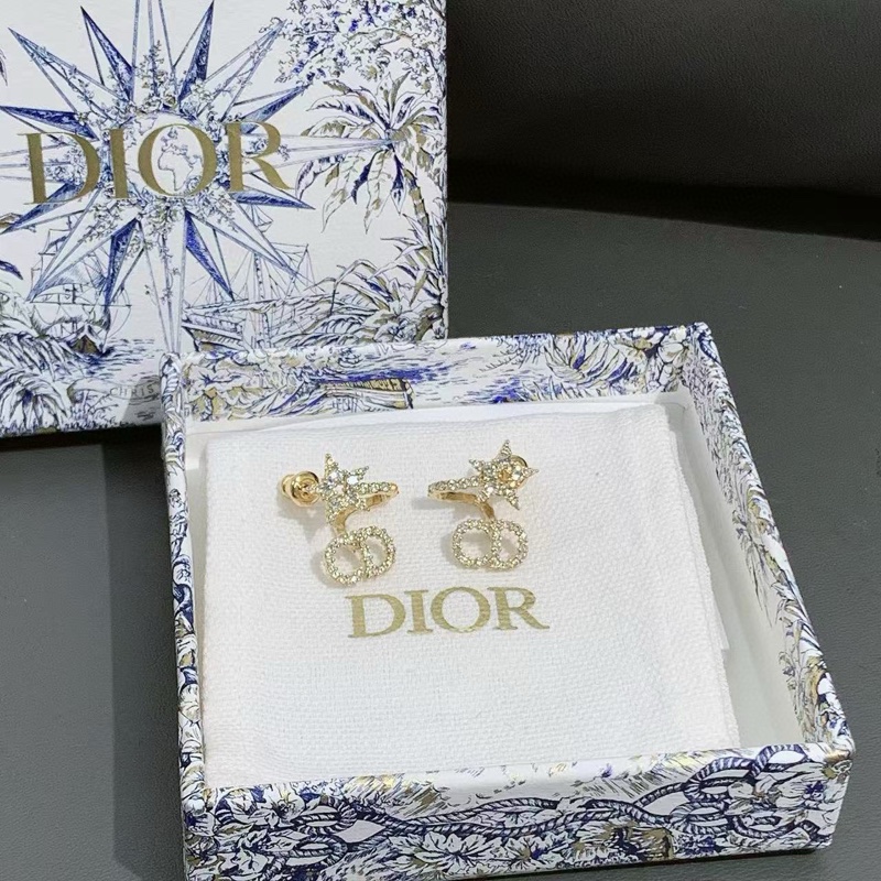 Dior迪奥 CLAIR D LUNE系列 CD logo水钻星星耳钉-0