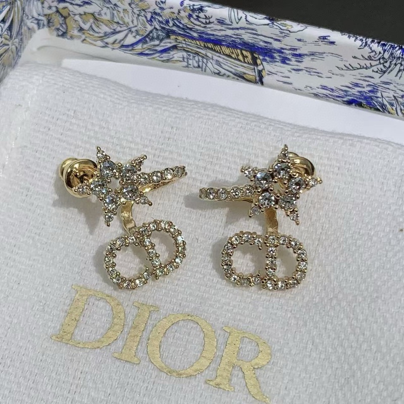 Dior迪奥 CLAIR D LUNE系列 CD logo水钻星星耳钉-1