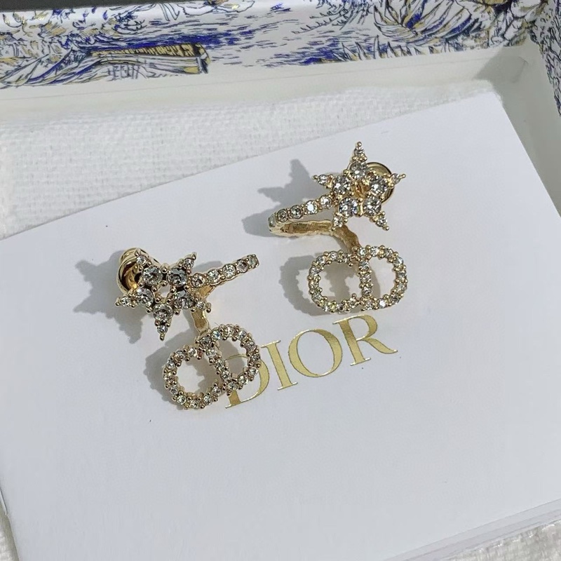Dior迪奥 CLAIR D LUNE系列 CD logo水钻星星耳钉-2