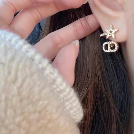 Dior迪奥 CLAIR D LUNE系列 CD logo水钻星星耳钉-4