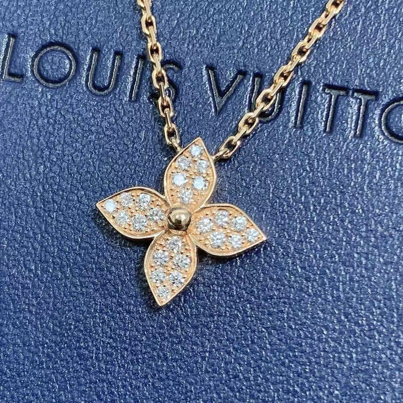 LV 路易威登 STAR BLOSSOM系列 18K金满钻四叶草项链-3