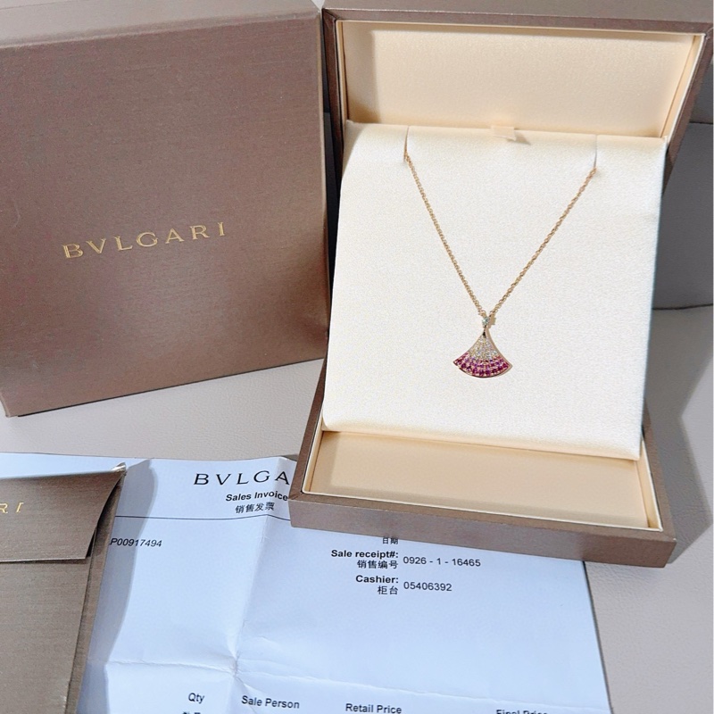 Bvlgari 宝格丽 DIVAS' DREAM系列 红宝石满钻渐变扇子项链-1