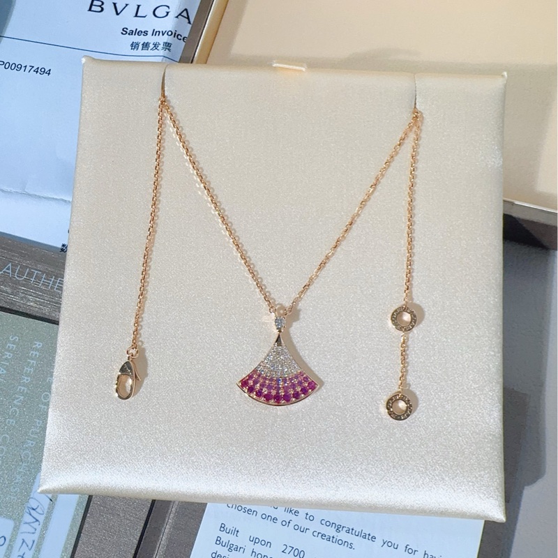 Bvlgari 宝格丽 DIVAS' DREAM系列 红宝石满钻渐变扇子项链-4