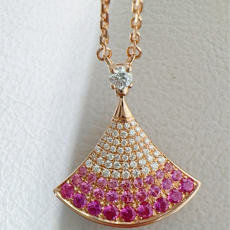 Bvlgari 宝格丽 DIVAS' DREAM系列 红宝石满钻渐变扇子项链-5