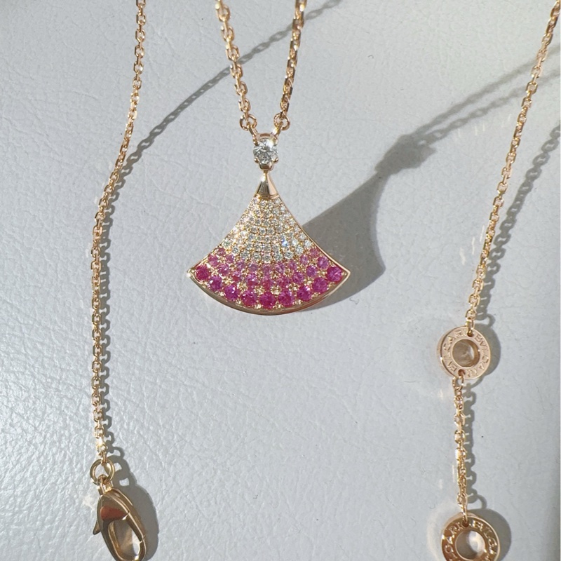 Bvlgari 宝格丽 DIVAS' DREAM系列 红宝石满钻渐变扇子项链-6
