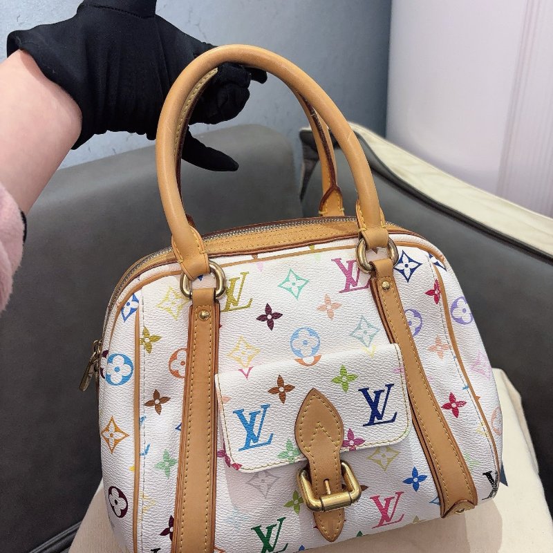 LV 白三彩保齡球手提包 絕版三彩 25*21 95新配件塵袋-1