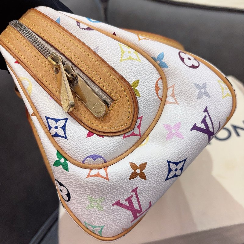 LV 白三彩保齡球手提包 絕版三彩 25*21 95新配件塵袋-3