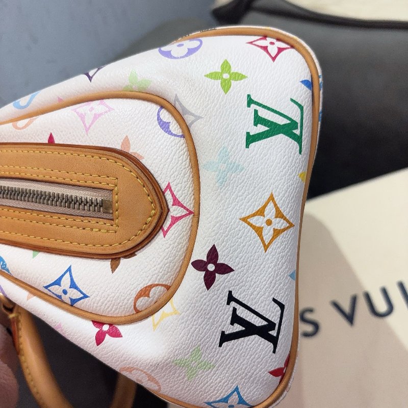 LV 白三彩保齡球手提包 絕版三彩 25*21 95新配件塵袋-4