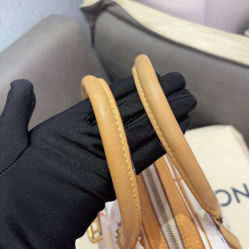 LV 白三彩保齡球手提包 絕版三彩 25*21 95新配件塵袋-8