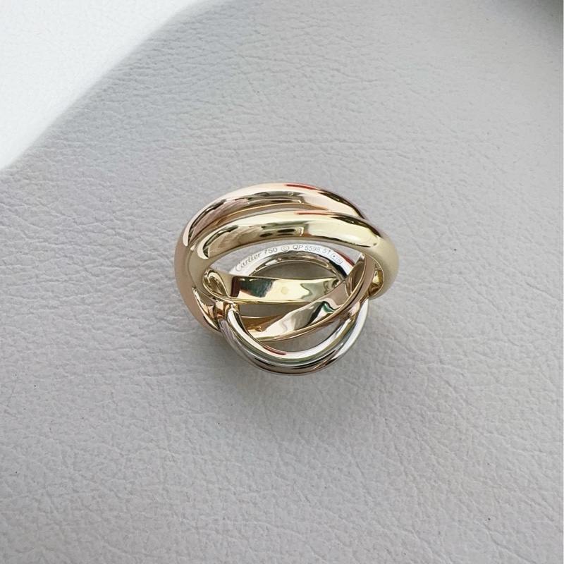 Cartier卡地亚 Trinity Crash系列 三色金镶钻戒指-3