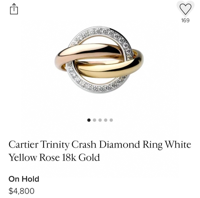 Cartier卡地亚 Trinity Crash系列 三色金镶钻戒指-8