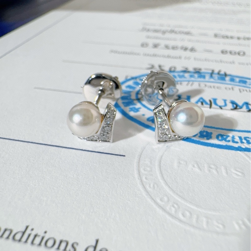 Chaumet尚美 Joséphine Aigrette 约瑟芬皇后系列 白鹭珍珠耳钉-4