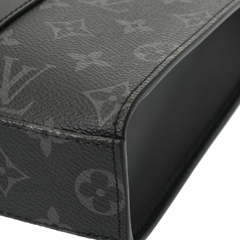 路易威登 Monogram Eclipse Sac Plat Cross（舊款）男士雙用手提包，黑色/灰色（M46098）。帆布手提包。-8