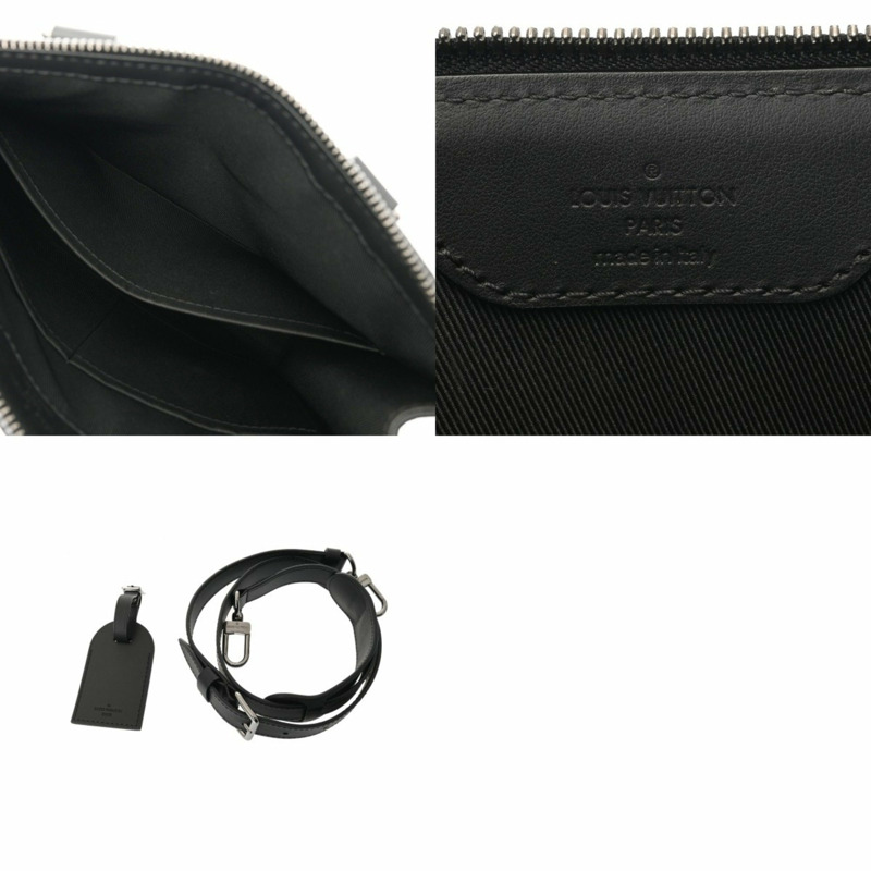 路易威登 Monogram Eclipse Sac Plat Cross（舊款）男士雙用手提包，黑色/灰色（M46098）。帆布手提包。-10