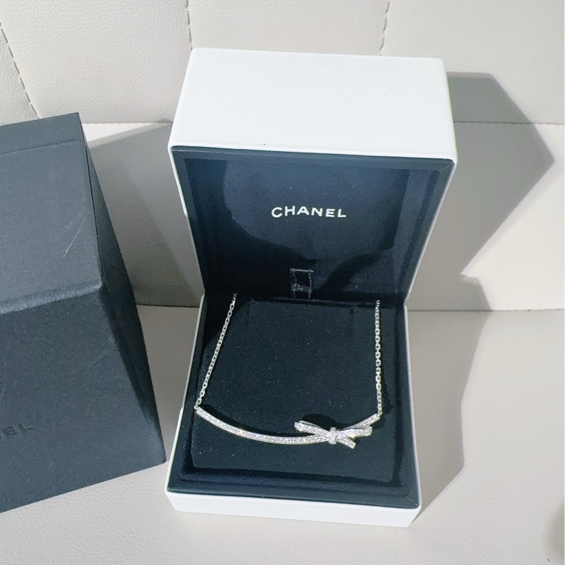 Chanel香奈儿 高级珠宝 Ruban系列 白金满钻蝴蝶结项链-1