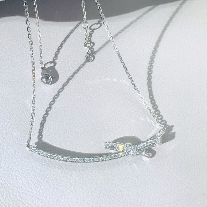 Chanel香奈儿 高级珠宝 Ruban系列 白金满钻蝴蝶结项链-4