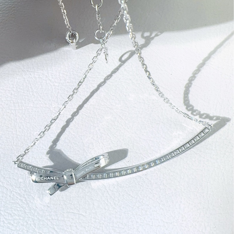 Chanel香奈儿 高级珠宝 Ruban系列 白金满钻蝴蝶结项链-5