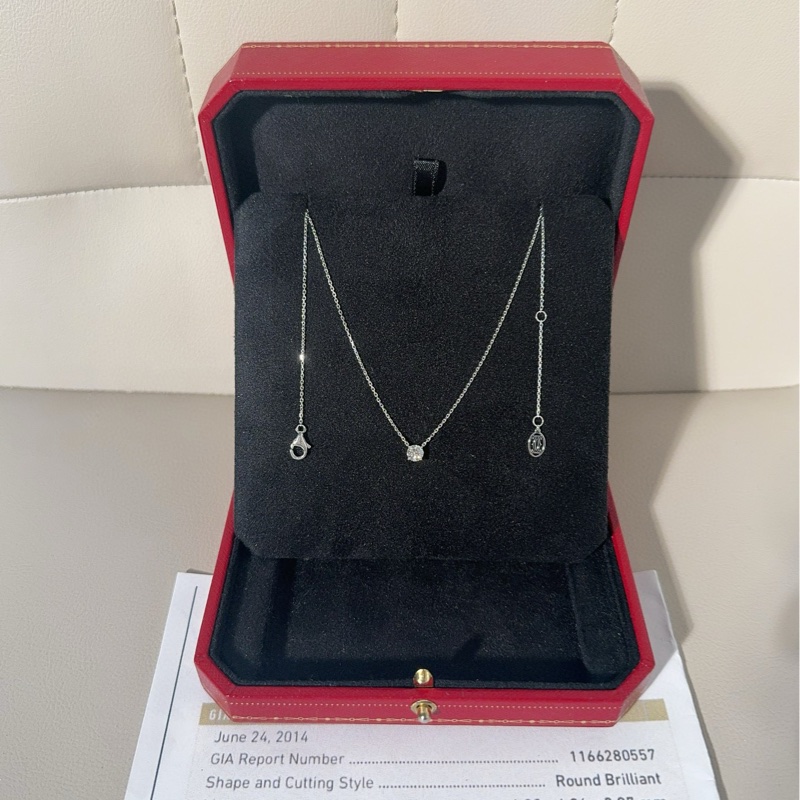 Cartier卡地亚 1895系列 白金单钻项链-2