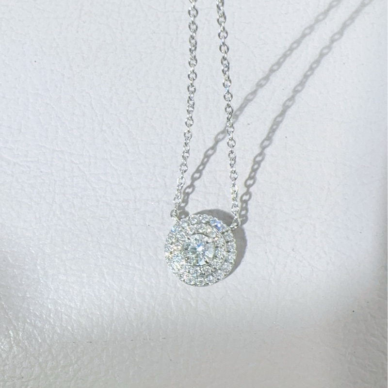 Tiffany蒂芙尼 Soleste系列 PT950铂金围镶钻 双圈太阳花项链-5