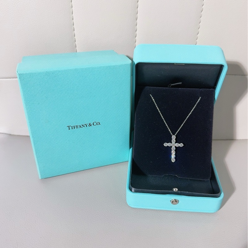 Tiffany蒂芙尼 PT950铂金满钻十字架项链-0