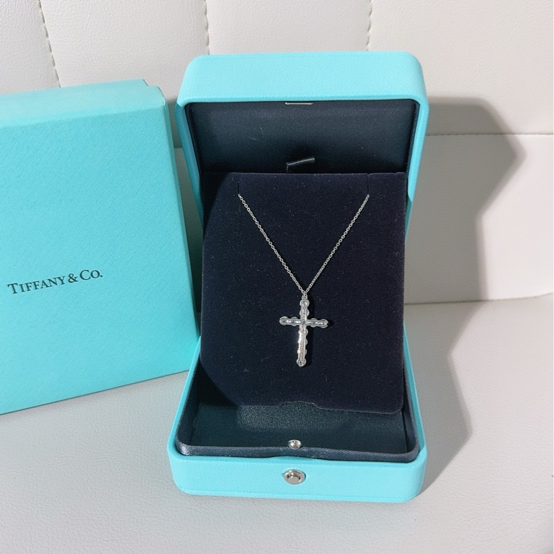 Tiffany蒂芙尼 PT950铂金满钻十字架项链-2
