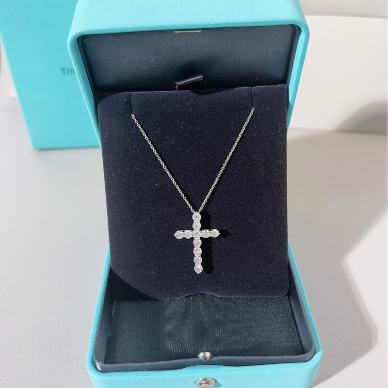 Tiffany蒂芙尼 PT950铂金满钻十字架项链-3