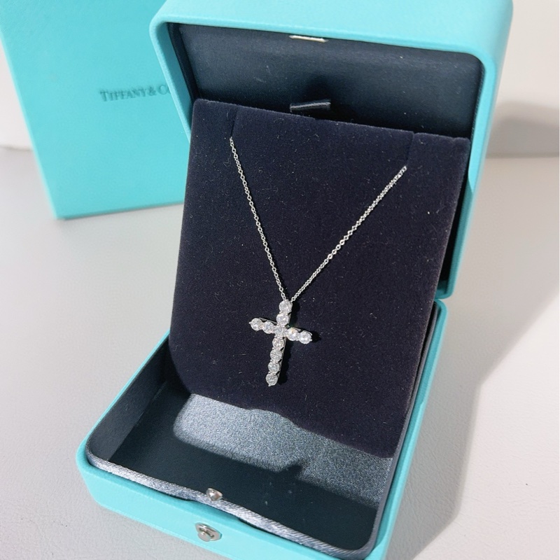 Tiffany蒂芙尼 PT950铂金满钻十字架项链-4