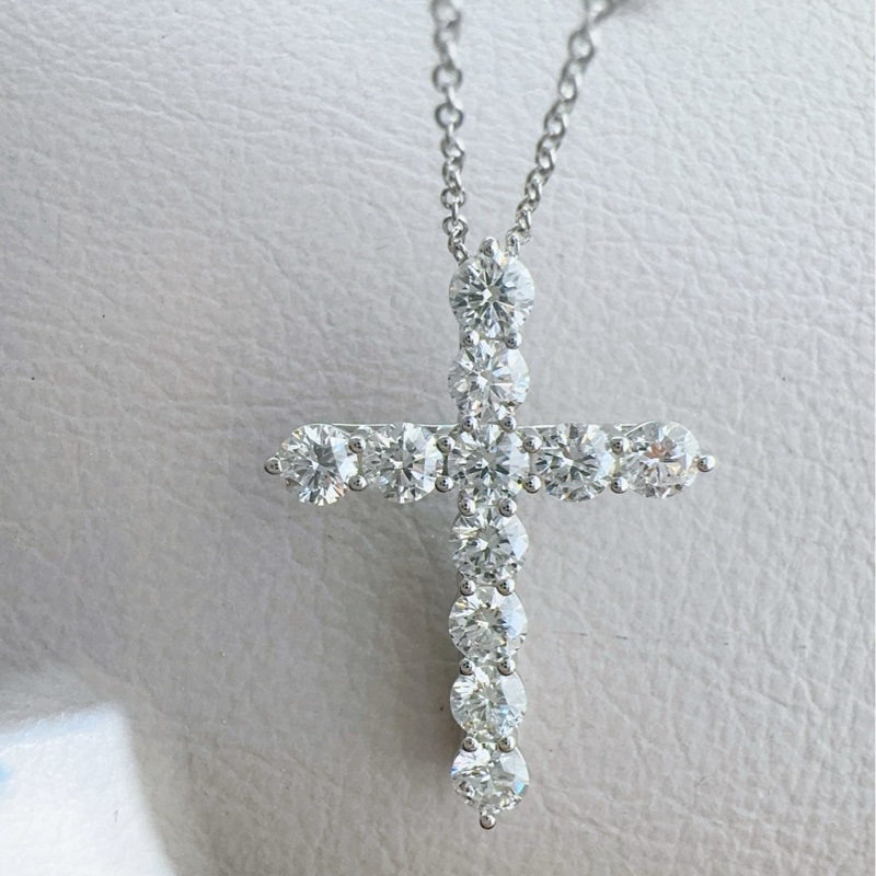 Tiffany蒂芙尼 PT950铂金满钻十字架项链-6